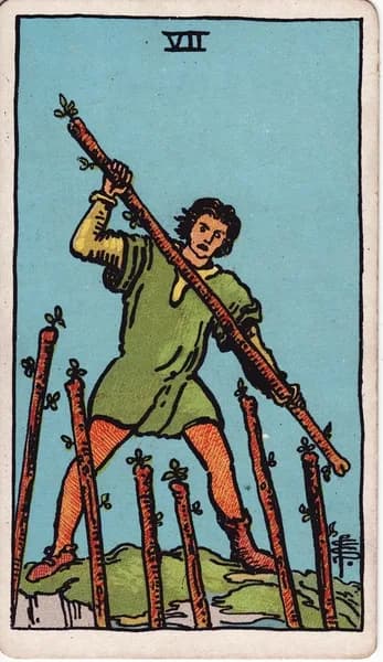 Carta dei tarocchi Rider–Waite–Smith: Sette di Bastoni