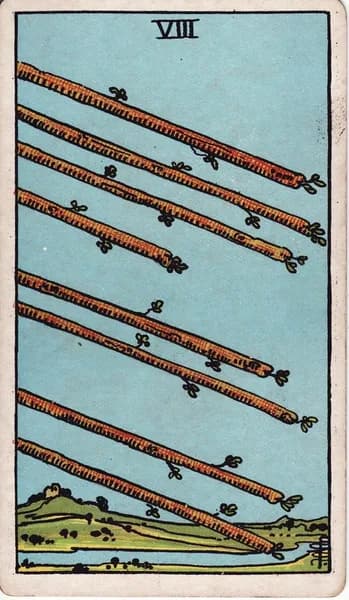 Carta dei tarocchi Rider–Waite–Smith: Otto di Bastoni