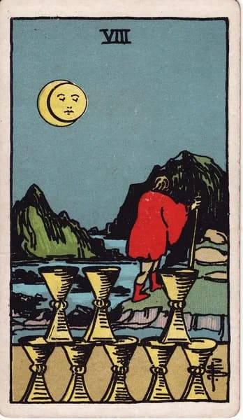 Carta dei tarocchi Rider–Waite–Smith: Otto di Coppe